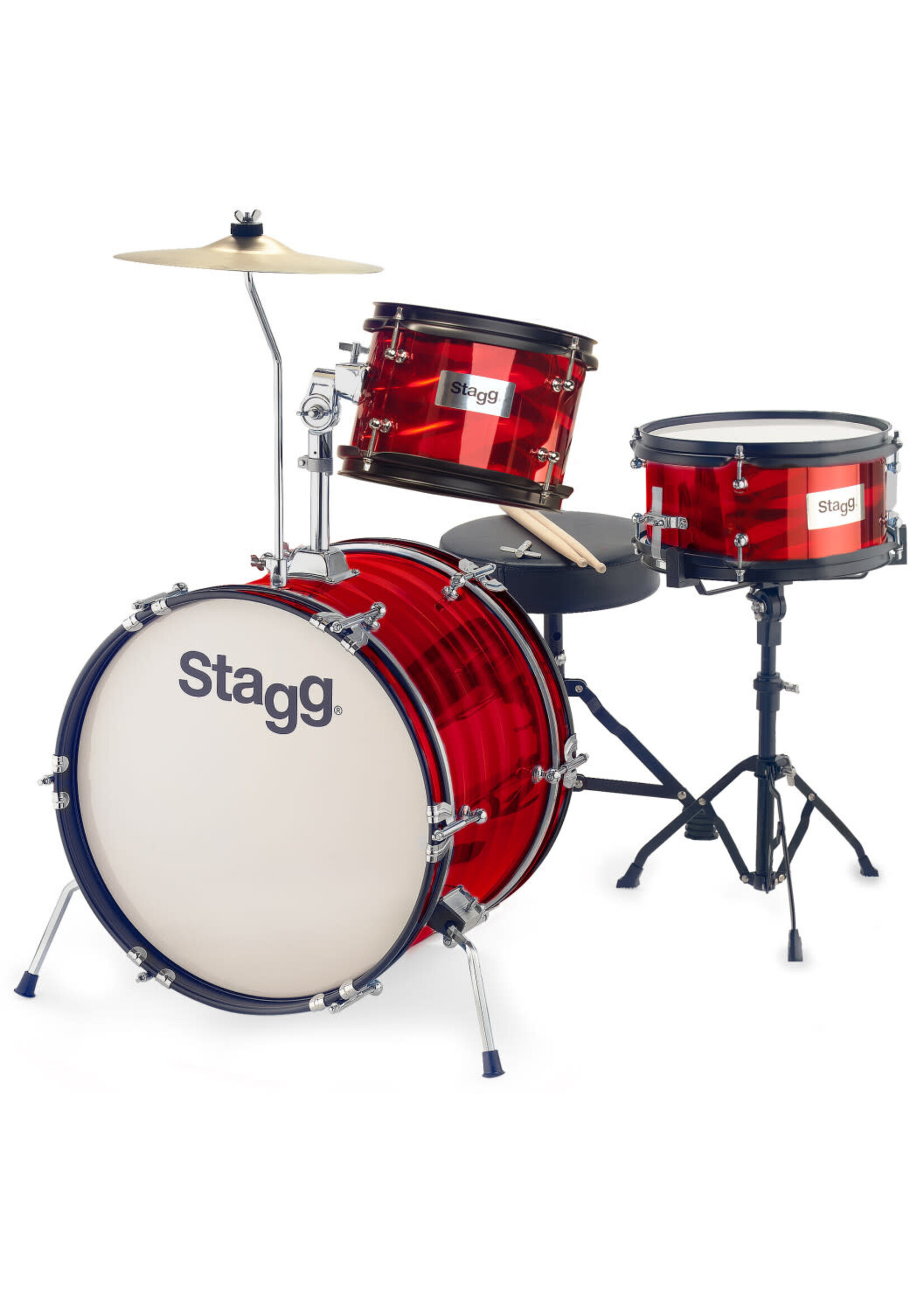 Stagg Stagg TIM JR 3/16B RD 3 PC 16" Junior Set with Hardware, Red
