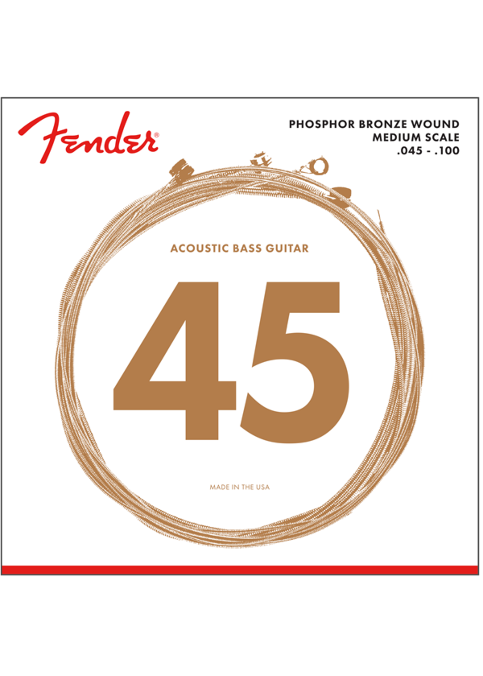 Fender Fender 0737060400 060 Acoustic Bass Strings, Phosphor Bronze, .45-.100 Gauges, (4)