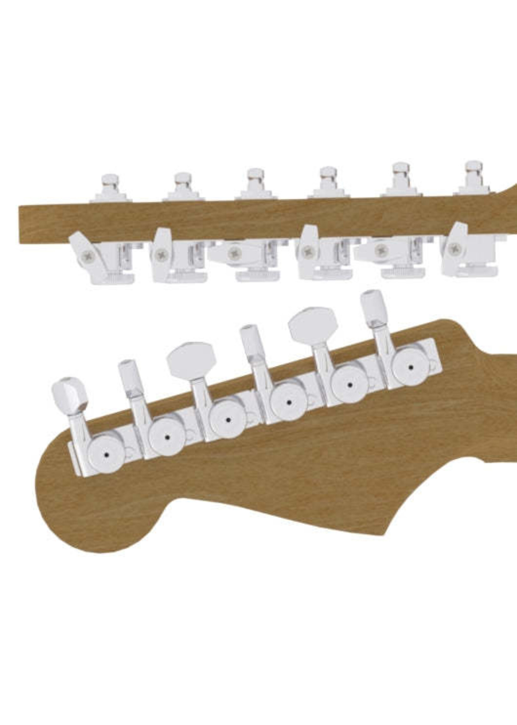 Hipshot Hipshot 6K1VEL0C-STAG Vintage Guitar Tuner Upgrade Kit for 6 Inline Headstocks (8.5mm Post Hole)