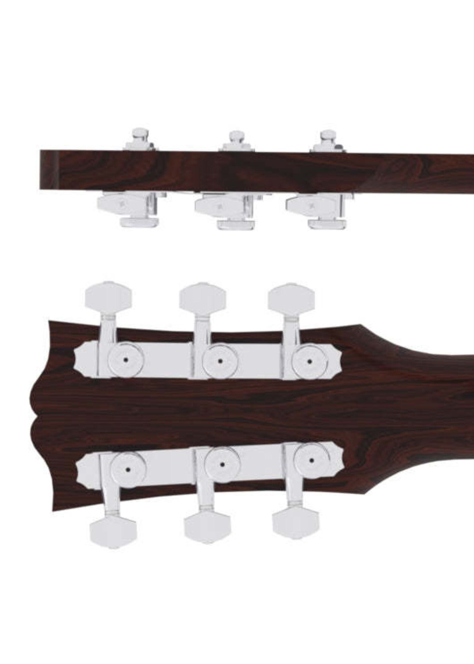 Hipshot Hipshot 6K1VEL0C Vintage Guitar Tuner Upgrade Kit for 3+3 Headstocks (8.5mm Post Hole)