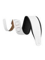 Levys Levy's M26PD-WHT BLK 3" Wide Top Grain Leather Strap, White/Black