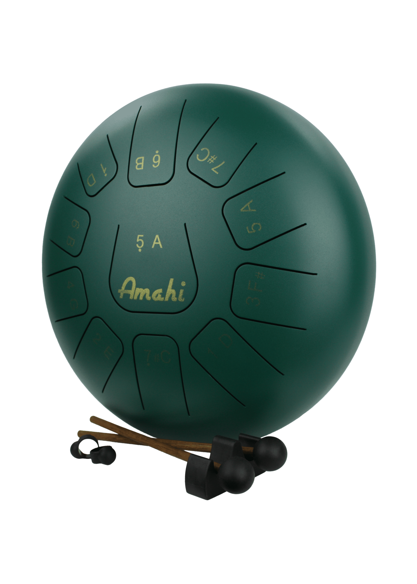 Amahi Amahi KLG12-11GR 12" Steel Tongue Drum Green With Case/Mallets