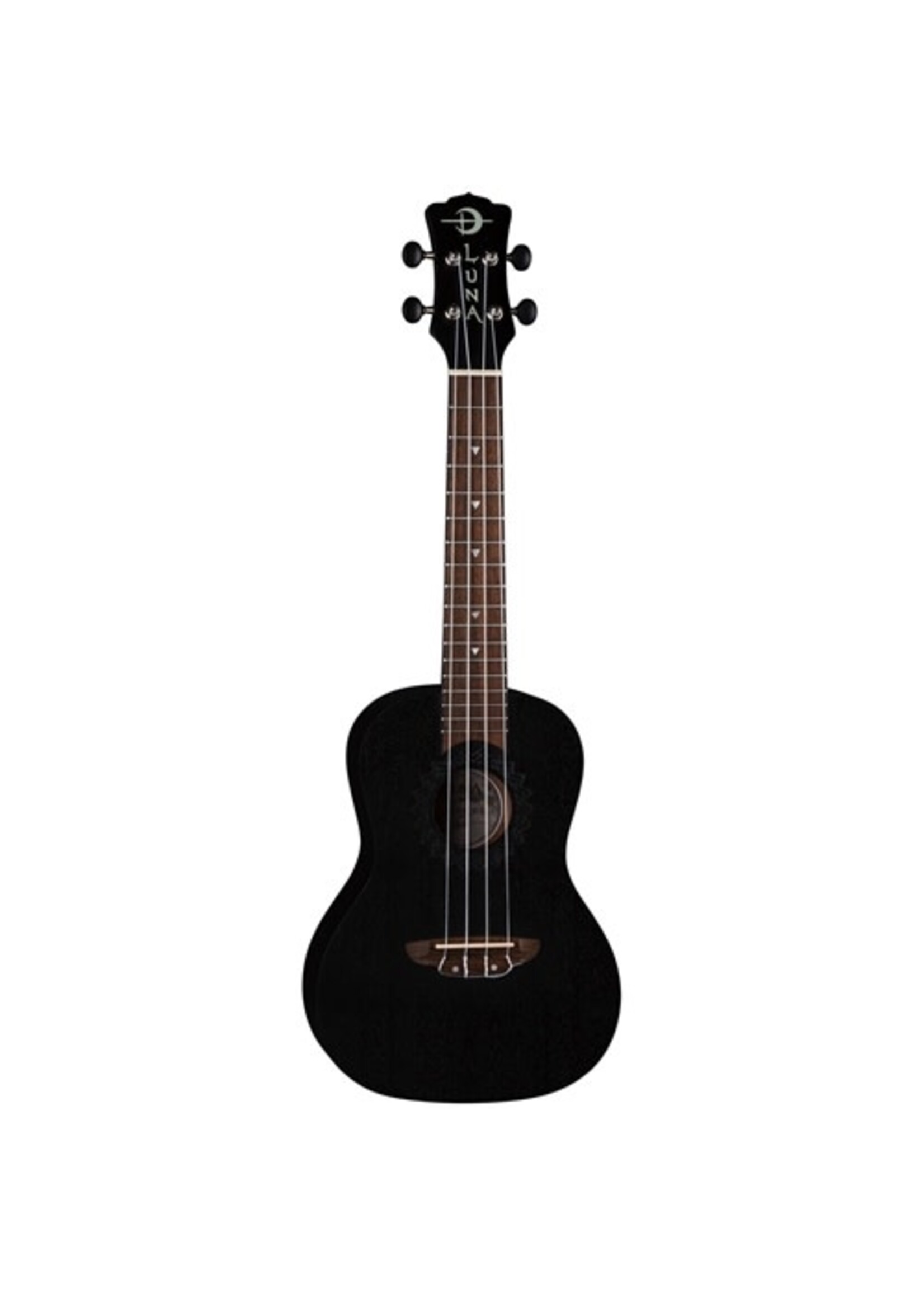 Luna Luna UKE VMC BKS Uke Vintage Mahogany Concert Ukulele, Black Satin