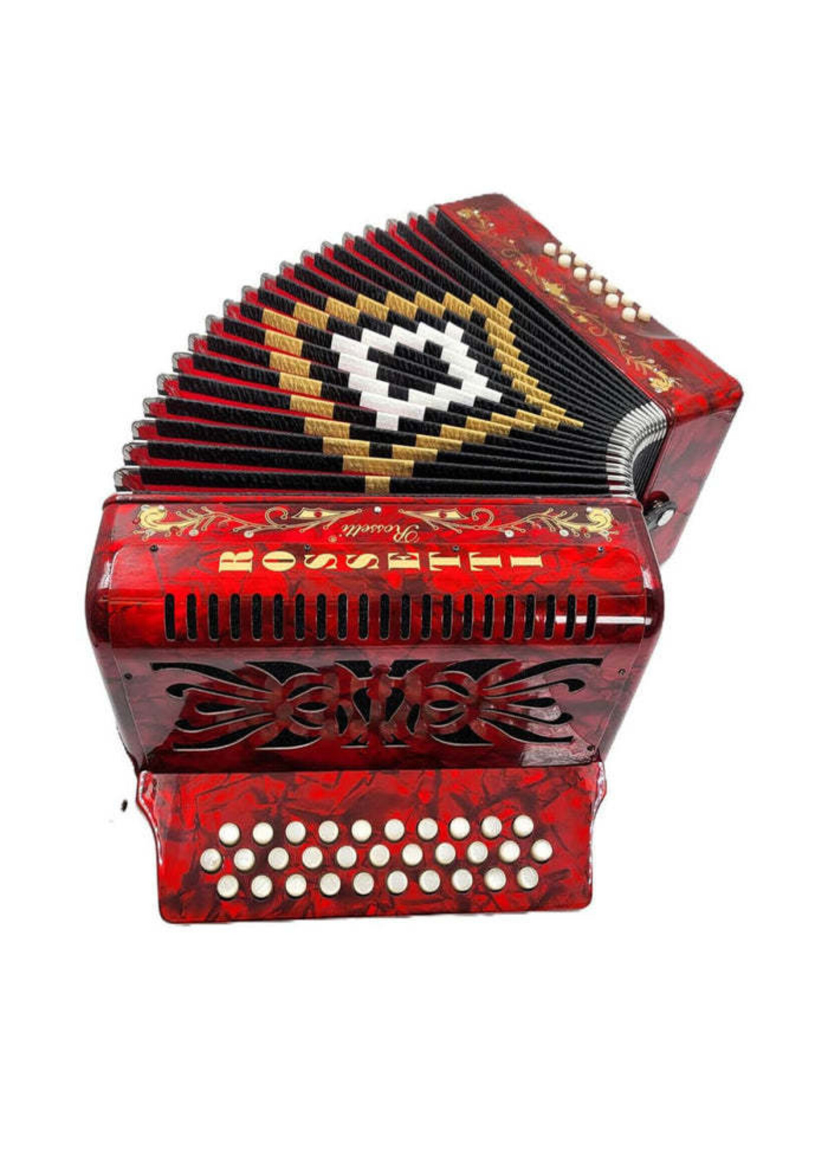 Rossetti Rossetti 3112-FBE-RD 3 Row, 31 treble, 12 bass Diatonic button accordion FBbEb Red