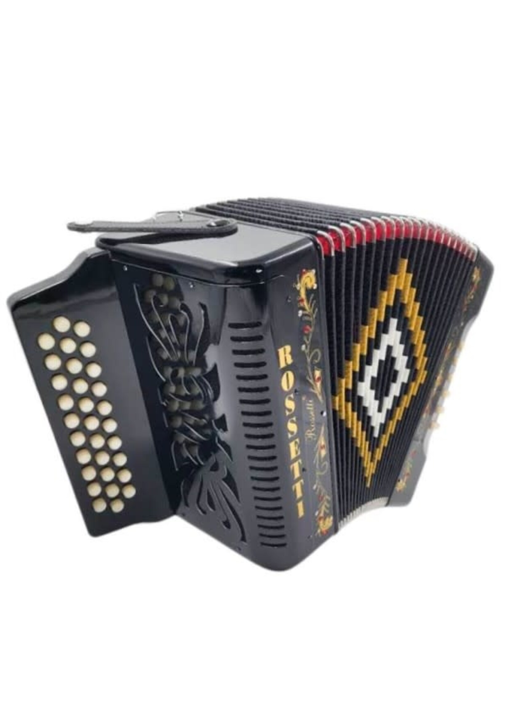 Rossetti Rossetti 3112-GCF-BK 3 Row, 31 treble, 12 bass Diatonic button accordion GCF Black