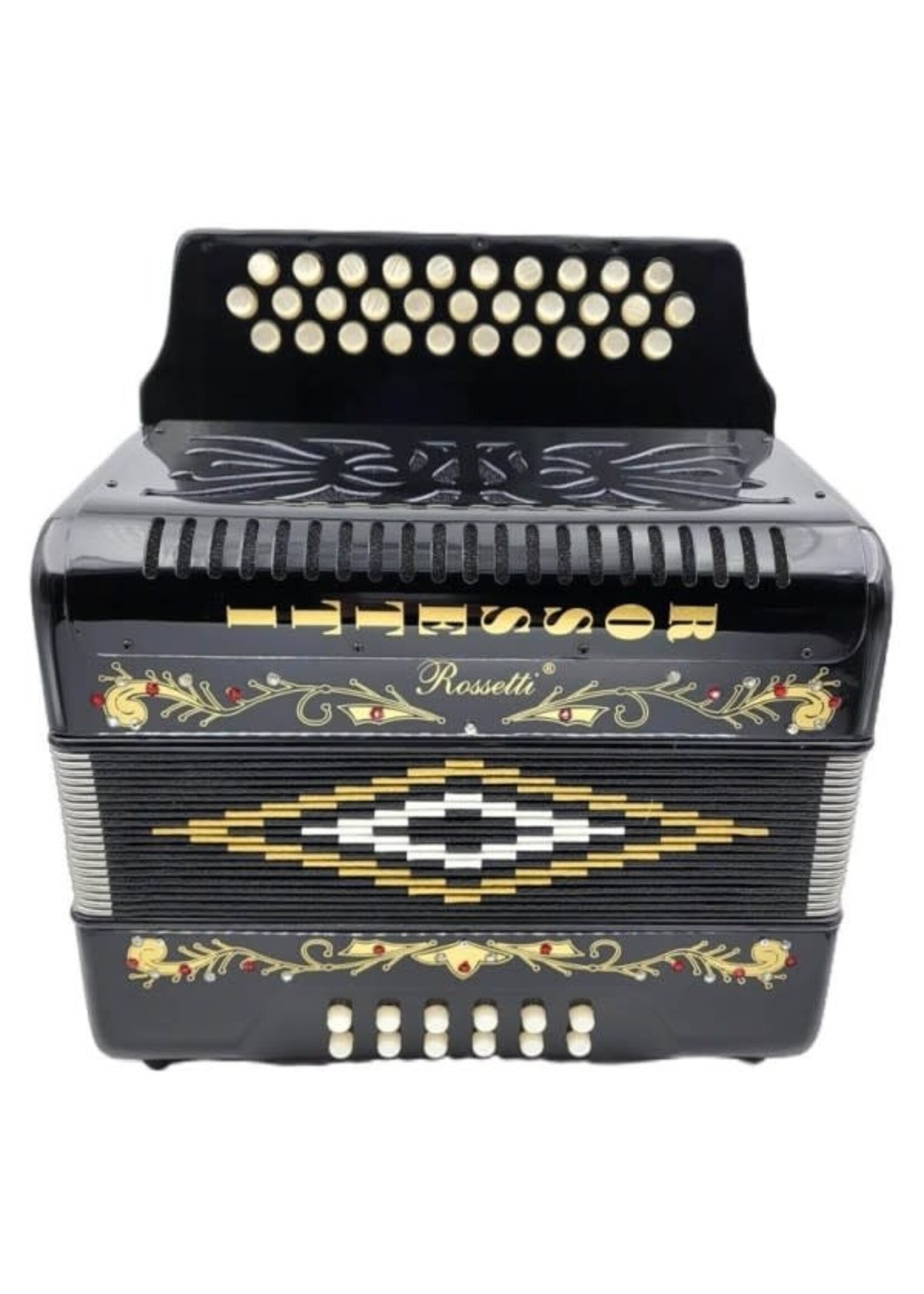 Rossetti Rossetti 3112-GCF-BK 3 Row, 31 treble, 12 bass Diatonic button accordion GCF Black