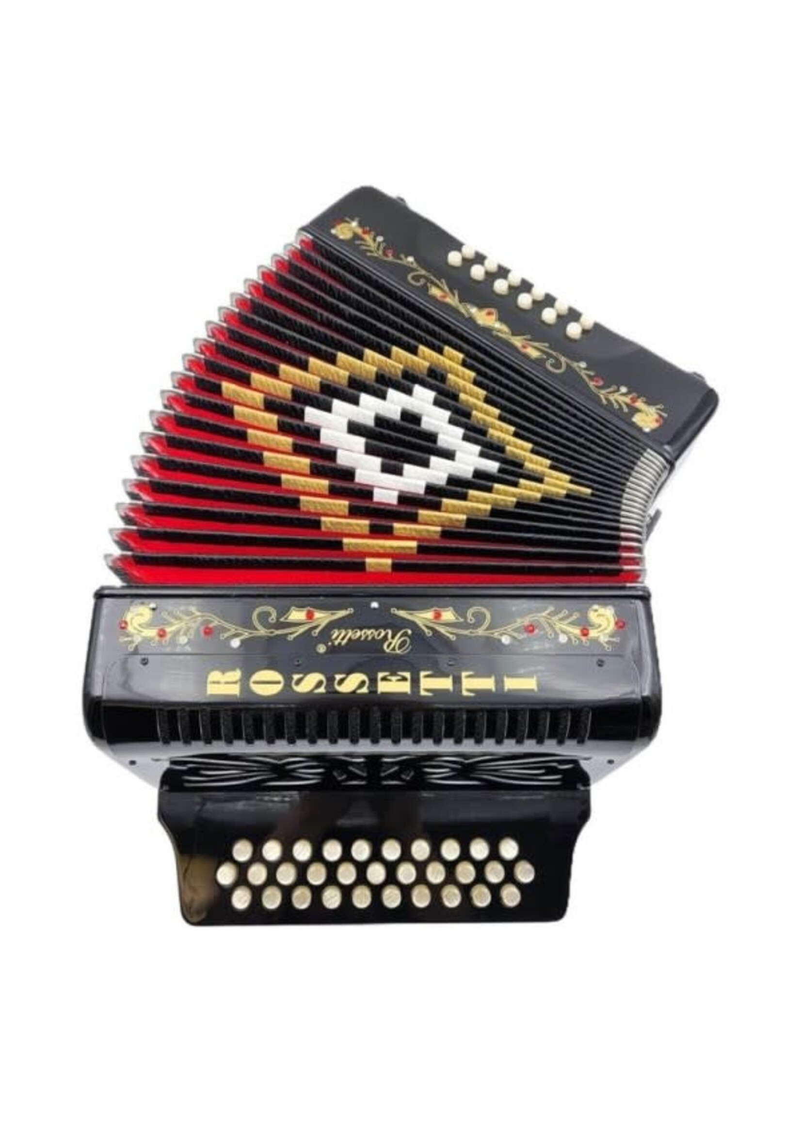Rossetti Rossetti 3112-GCF-BK 3 Row, 31 treble, 12 bass Diatonic button accordion GCF Black