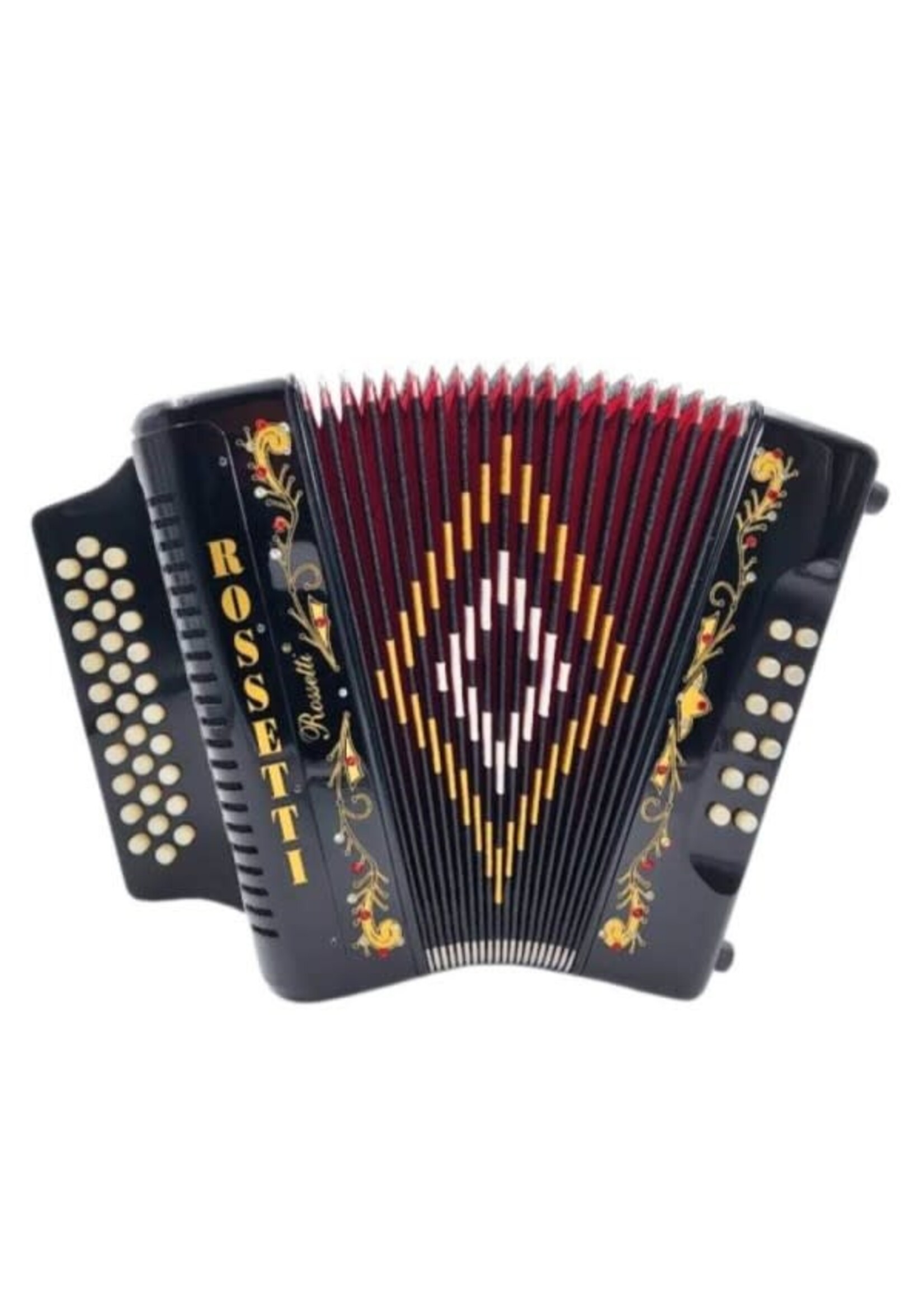 Rossetti Rossetti 3112-GCF-BK 3 Row, 31 treble, 12 bass Diatonic button accordion GCF Black