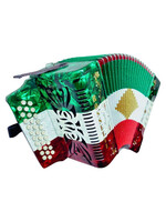 Rossetti Rossetti 3112-GCF-RWG 3 Row, 31 treble, 12 bass Diatonic button accordion GCF Mexican Flag