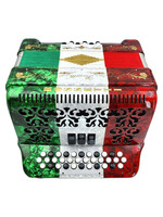 Rossetti Rossetti 3412-FBE-RWG FBbEb 3 Row 34 treble, 12 bass Diatonic button accordion Mexican Flag