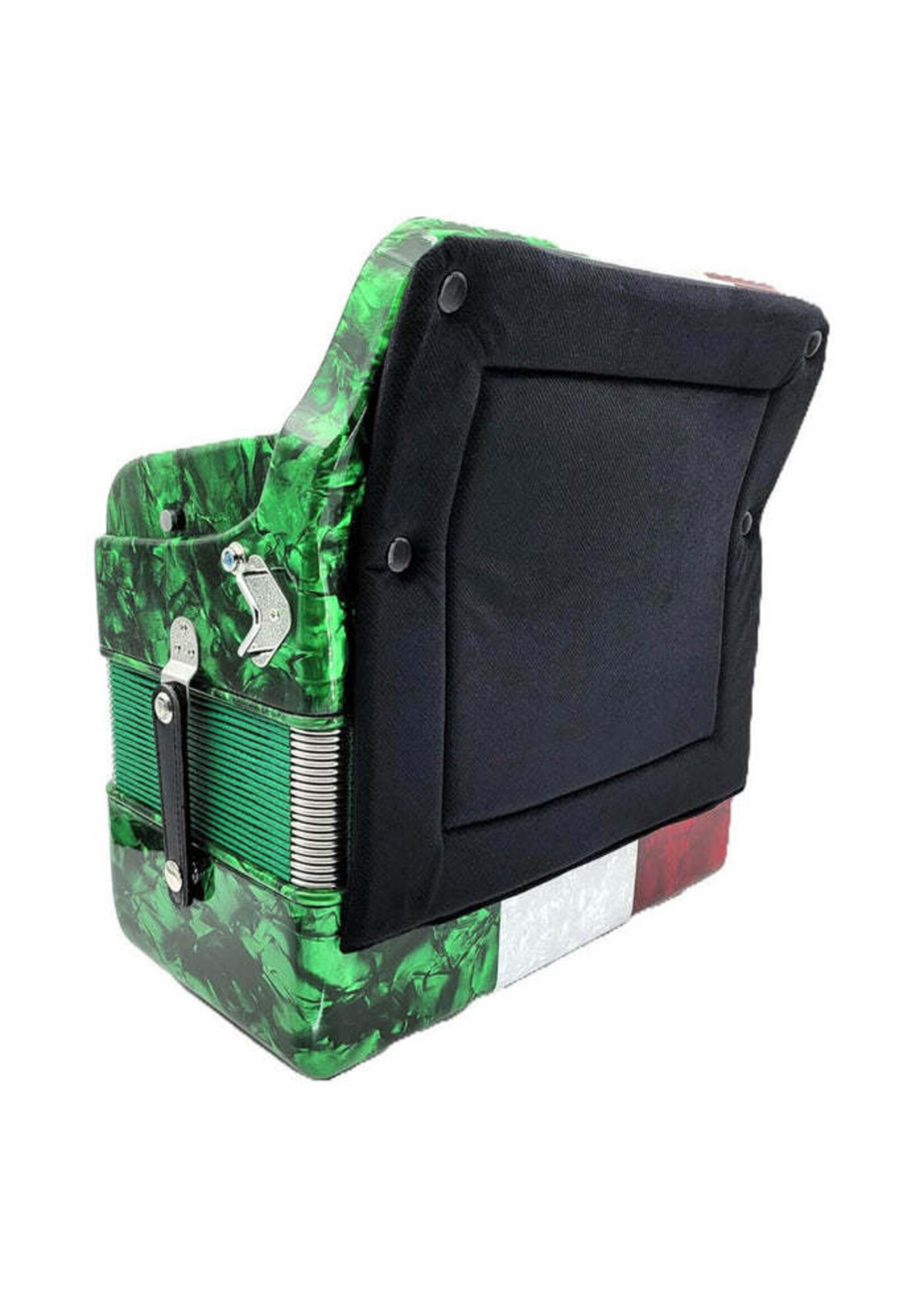 Rossetti Rossetti 3412-FBE-RWG FBbEb 3 Row 34 treble, 12 bass Diatonic button accordion Mexican Flag