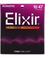 Elixir Elixir 11002 80/20 Nanoweb Extra Light Acoustic Strings, 10-47 Gauge
