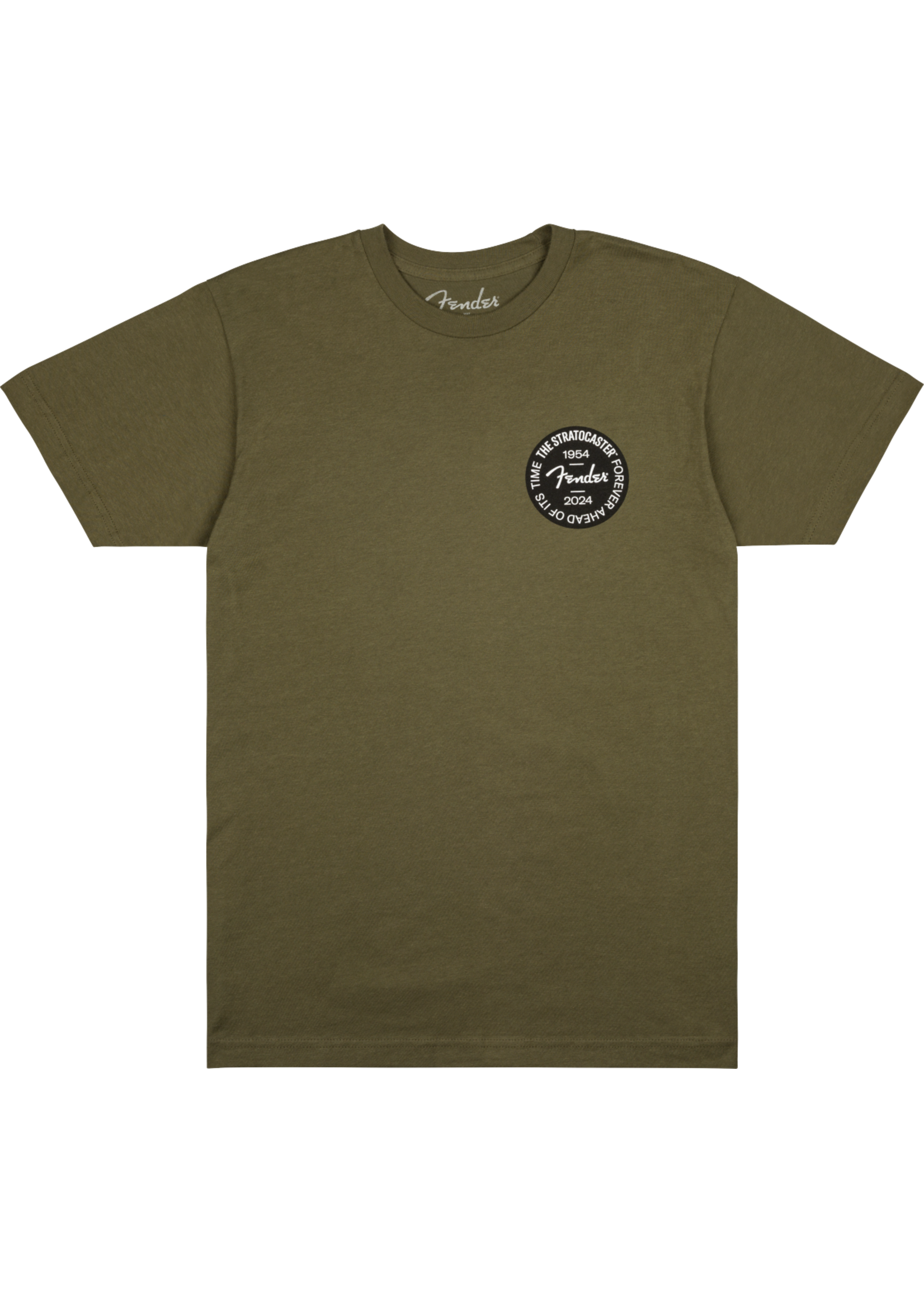 Fender Fender 9101293597 Stratocaster 70th Anniversary Badge Tee, Olive, L