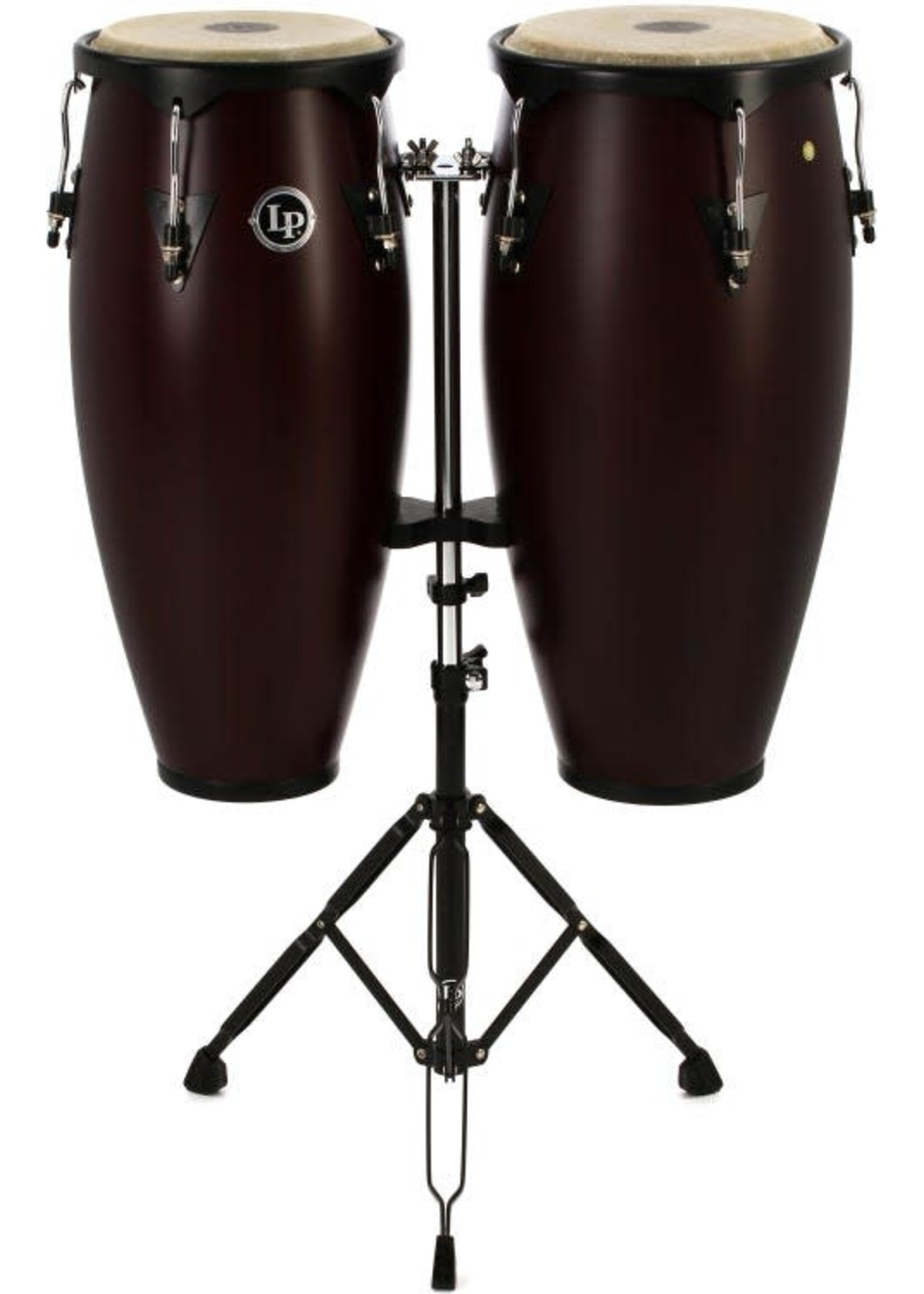 Latin Percussion Latin Percussion LP646NY-DW City Series Conga Set with Stand - 10/11 inch Dark Wood