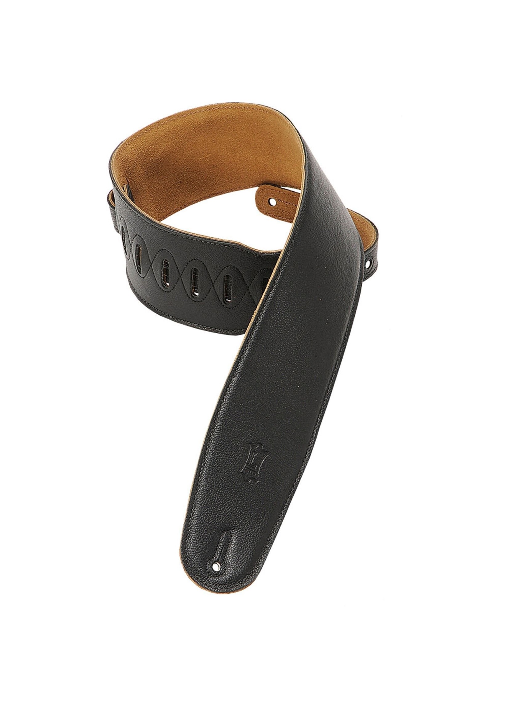 Levys Levy's M4GF-BLK  3.5-inch Padded Garment Leather Bass Strap, Black