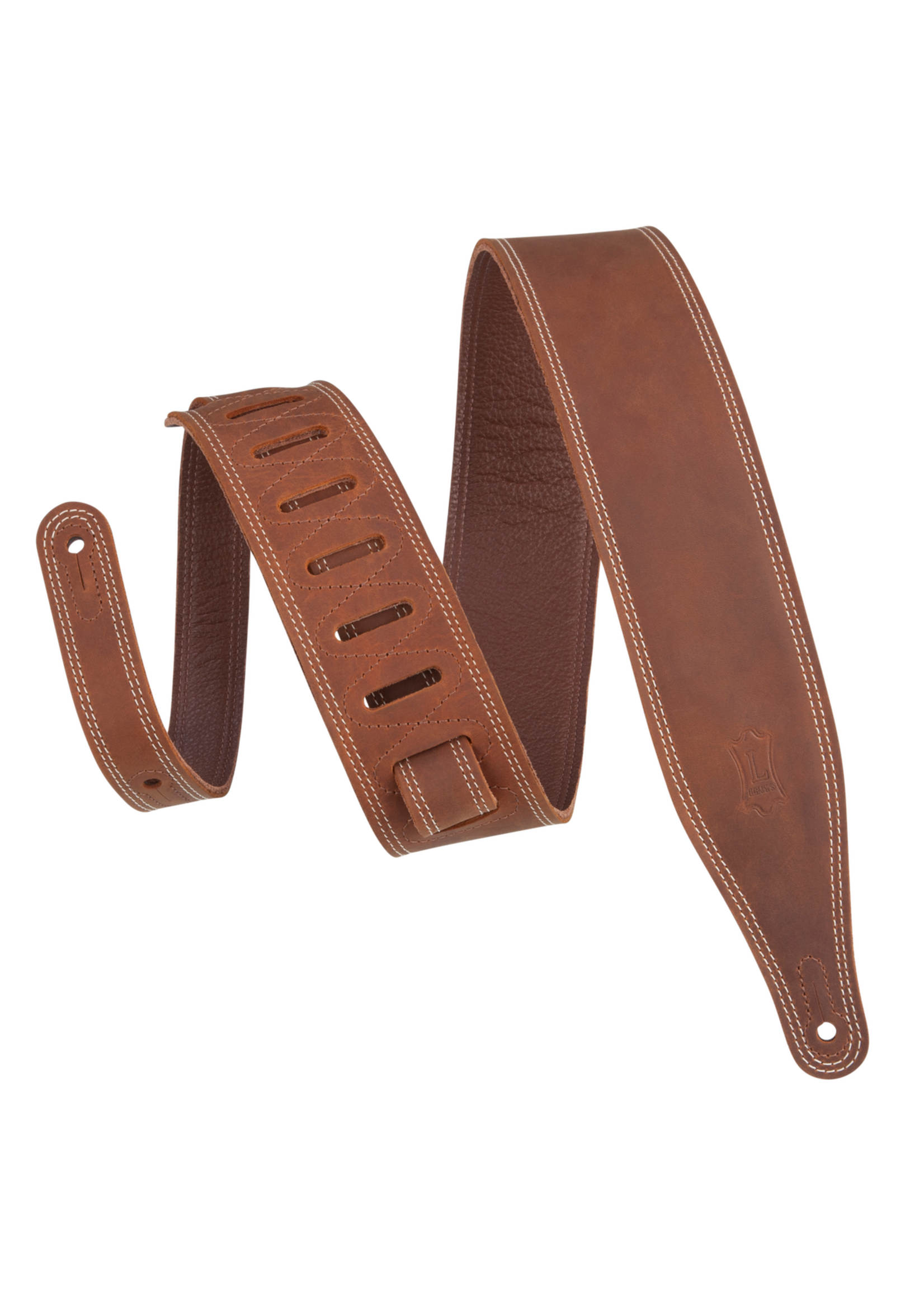 Levys Levy's M17BDS-BRN 2.5" Wide Garment Leather Guitar Strap, Brown