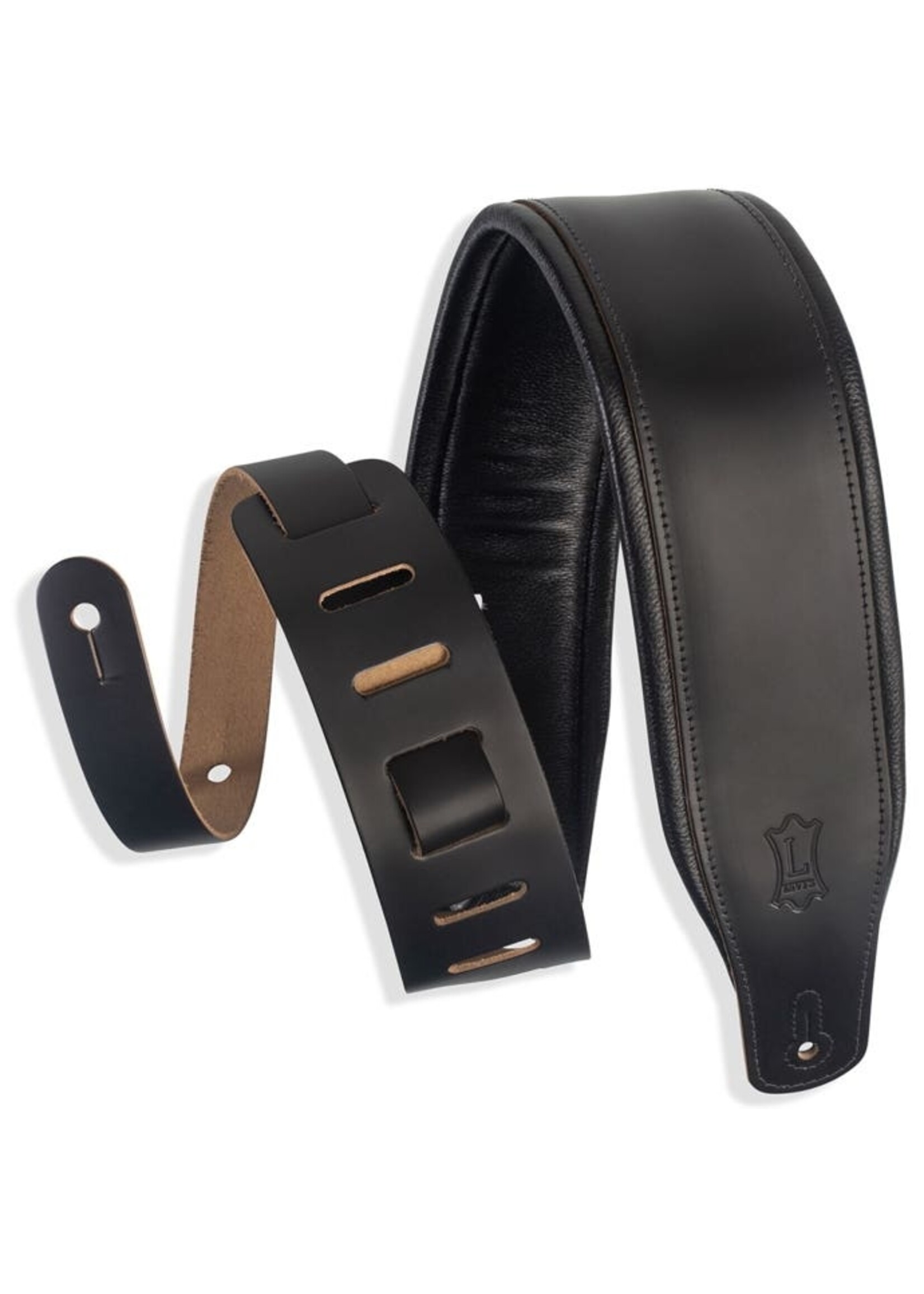 Levys Levy's M26PD-BLK 3" Padded Leather Guitar Strap, Black