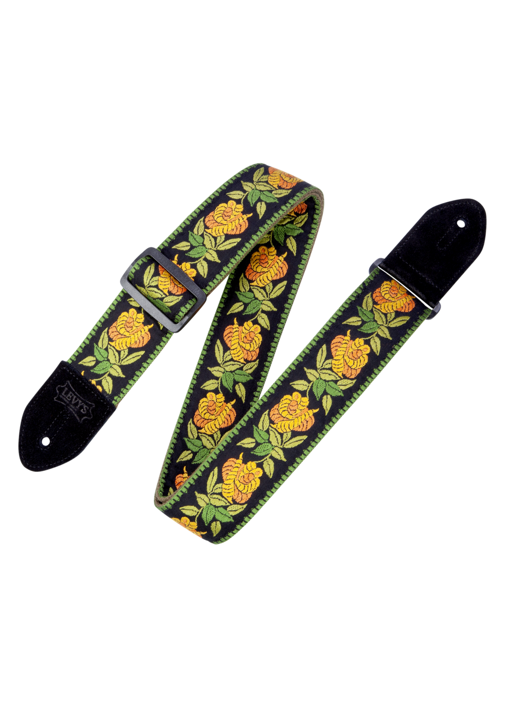 Levys Levy's MC8JQ-004 2" Jaquard Cotton Floral Series Guitar Strap, Yellow
