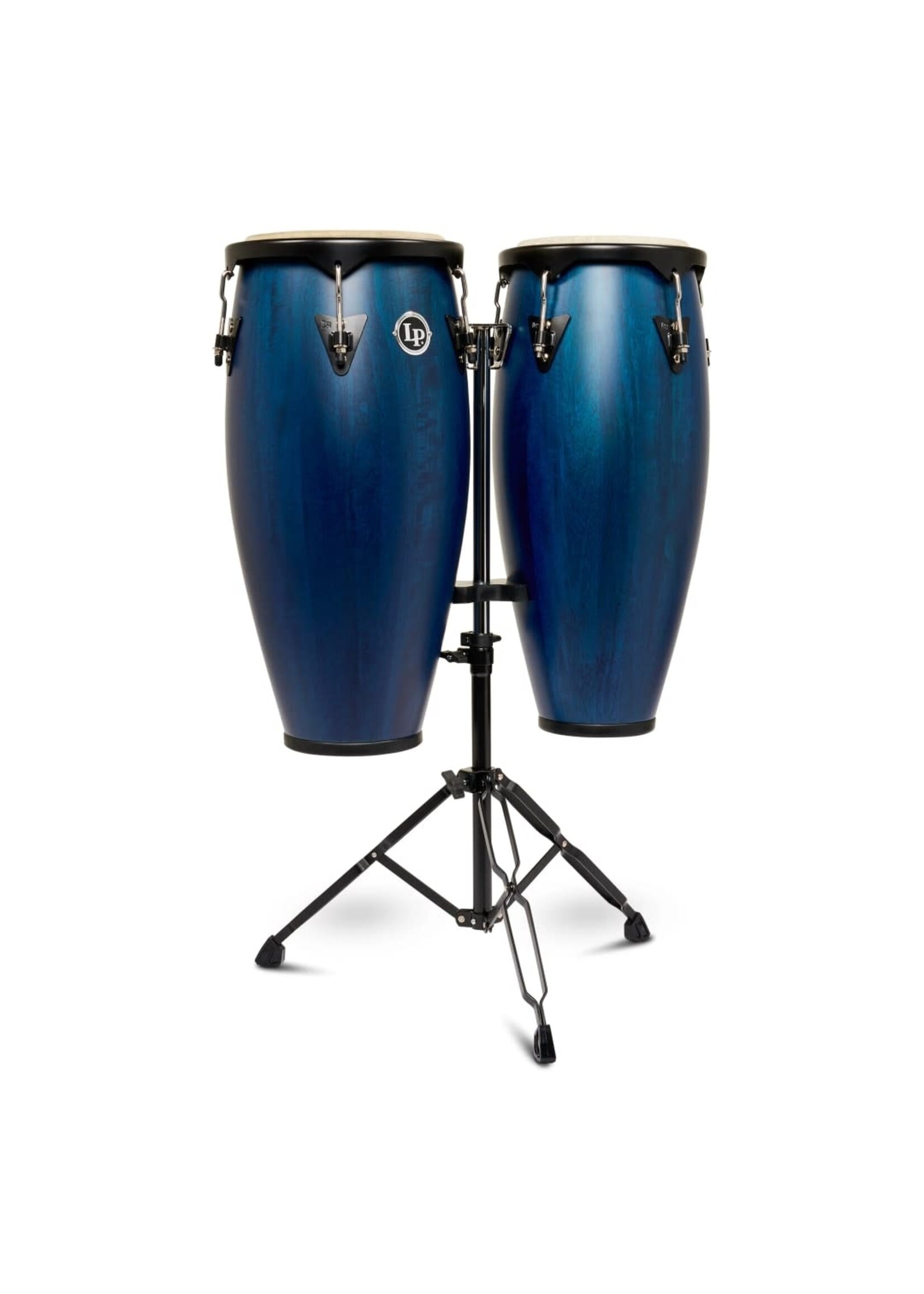 Latin Percussion Latin Percussion City II Series LP646NYII-BL 10" & 11" Conga Set, Blue w/ Stand