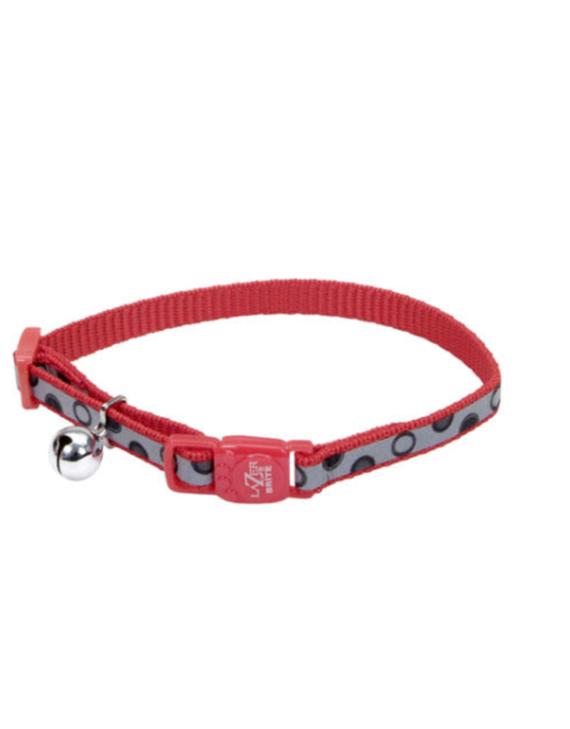 Coastal LazerBrite Refl Bkwy Cat Collar 12" Red Bubbles