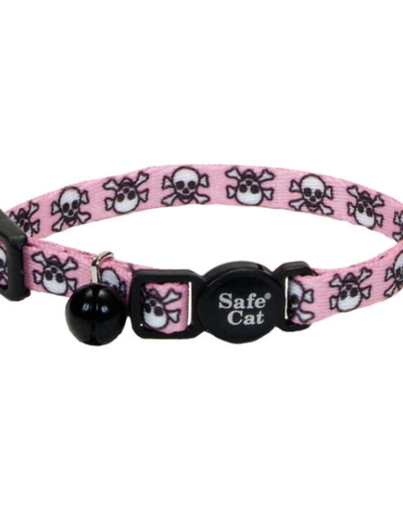 Coastal Li'l Pals Kitten Adj Bkwy Collar 5/16x6-8" Pink Skulls
