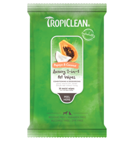 TropiClean TropiClean Luxury 2-in-1 Pet Wipes Papaya & Coconut 20 pk