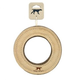 Tall Tails Tall Tails 7" Natural Leather & Wool Ring Toy - NATURAL