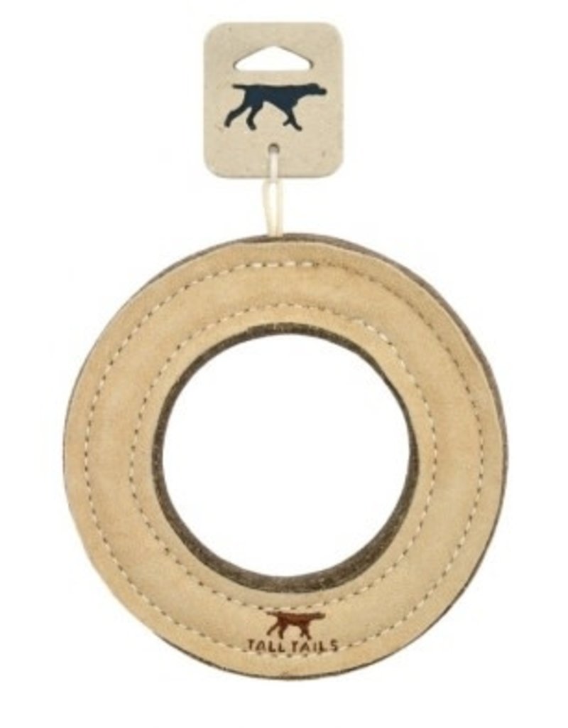 Tall Tails 7" Natural Leather & Wool Ring Toy - NATURAL