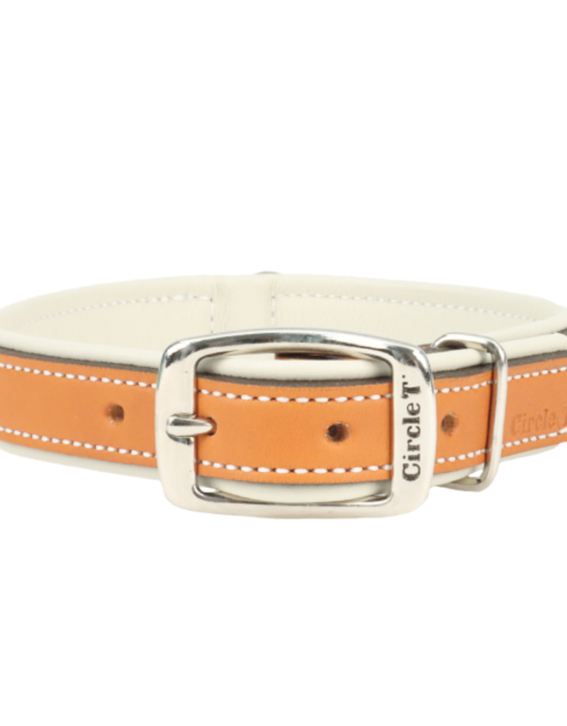 Circle T Double-Ply Leather Collar 3/4"x14" Tan & Cream