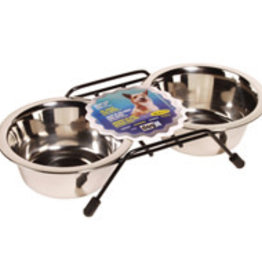 Dogit Stainless Steel Double Dog Diner, Small - with 2  bowls and stand