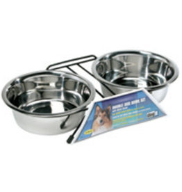 Dogit Stainless Steel Double Dog Diner, Large - with 2 bowls and stand