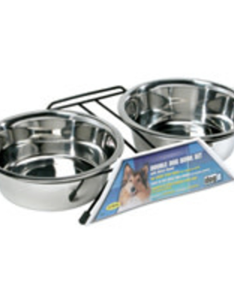 Dogit Stainless Steel Double Dog Diner, Large - with 2 bowls and stand