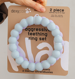 Dexypaws Dog Aggressive Chew Teething Ring Purple & Blue 2pk