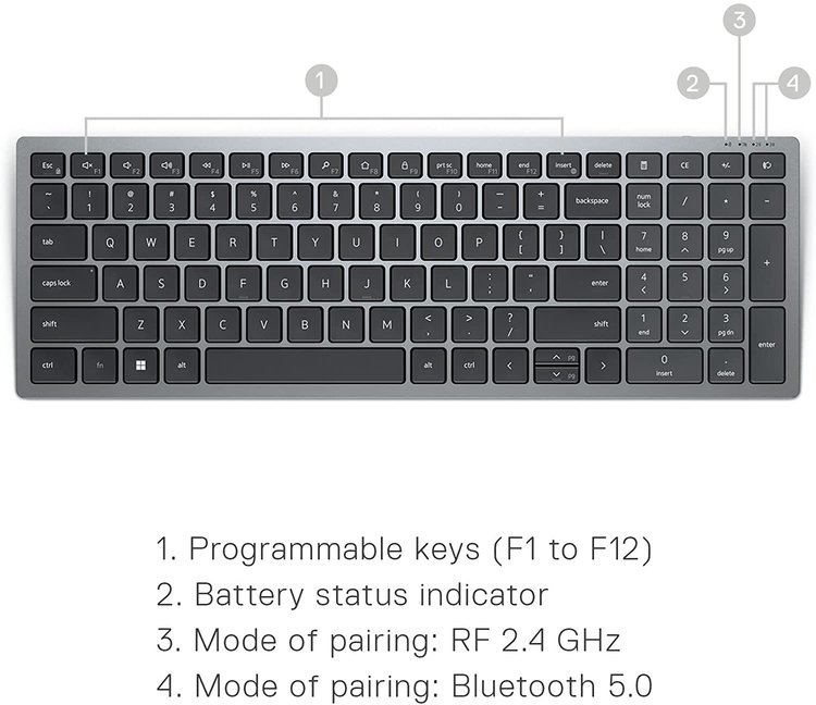 Dell Multi-Device Wireless Keyboard and Mouse Combo - KM7120W