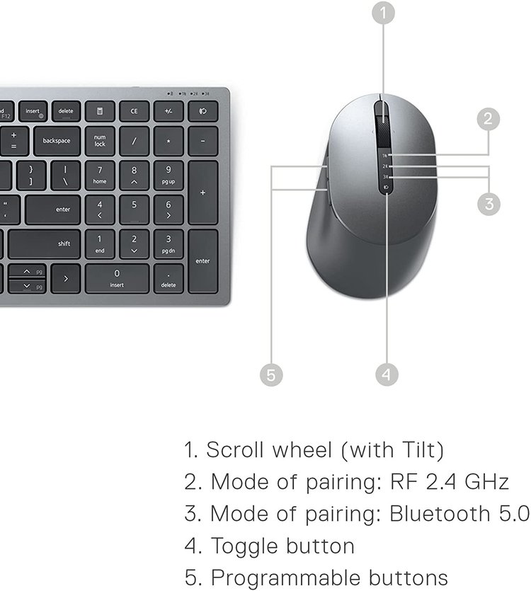 Dell Multi-Device Wireless Keyboard and Mouse Combo - KM7120W