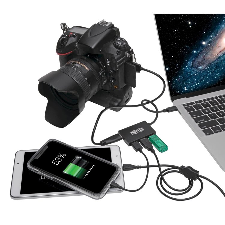 Tripp Lite USB C Hub 4-Port USB-A Compact USB 3.1 Gen 1 Portable Aluminum