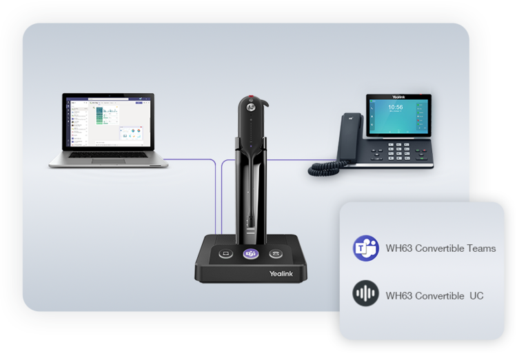 Yealink WH63 Convertible DECT Wireless UC Headset