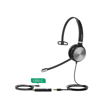 Yealink UH36 Wired Headset - USB-A, USB-C, and 3.5 mm, Mono