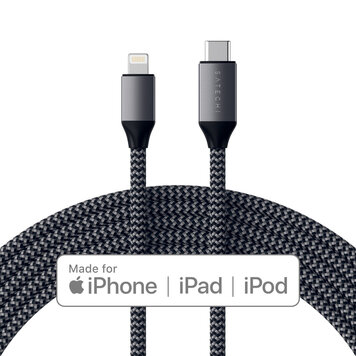 Satechi Charging Cable - Space Gray 6ft USB-C to Lightning (MFi certified)