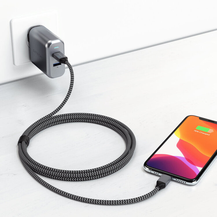 Satechi Charging Cable - Space Gray 6ft USB-C to Lightning (MFi certified)
