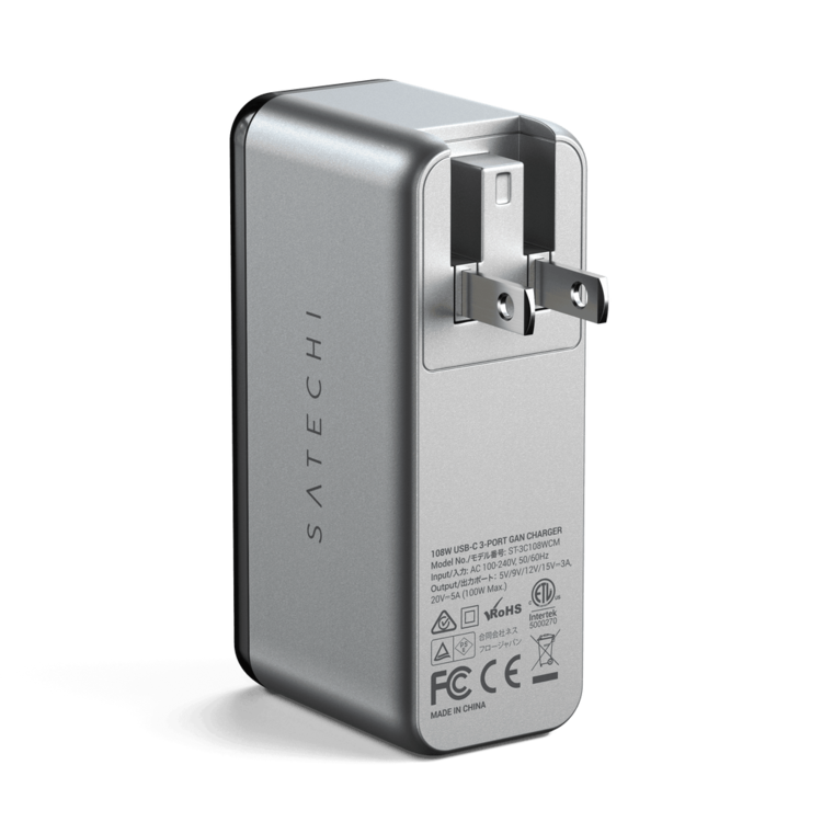 Satechi USB-C 3-Port GaN Wall Charger - Space Gray 108W