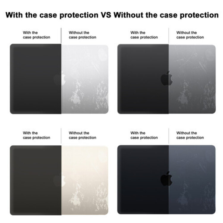 iBenzer 13-inch MacBook Air M2, M3, M4 Hard Shell Case and Keyboard Cover - Black