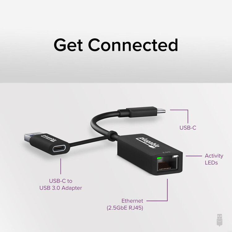 Plugable 2.5G USB-C and USB to Ethernet Adapter