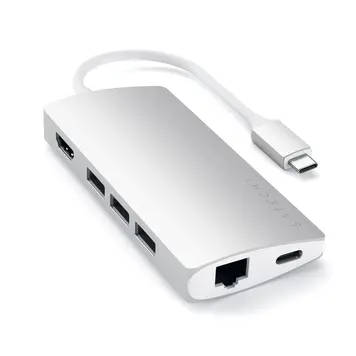 Satechi USB-C Multiport Adapter 4K with Ethernet V2 - Silver