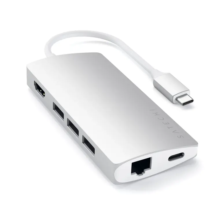 Satechi USB-C Multiport Adapter 4K with Ethernet V2 - Silver