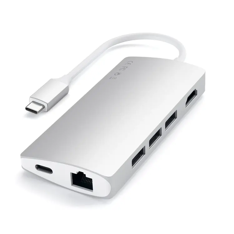Satechi USB-C Multiport Adapter 4K with Ethernet V2 - Silver