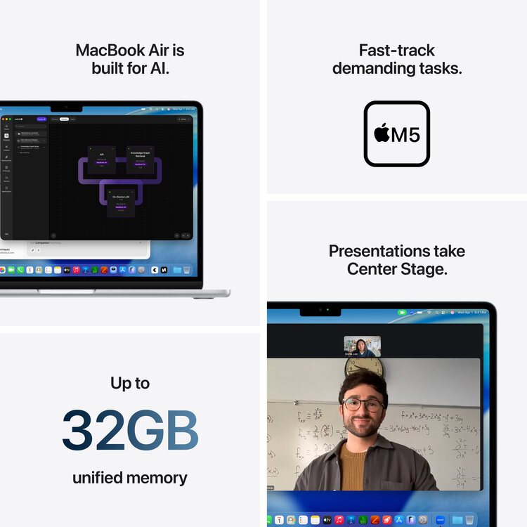 Apple MacBook Air (13-inch) M5, 10-core CPU and 10-core GPU, 16GB Memory, 1TB Storage
