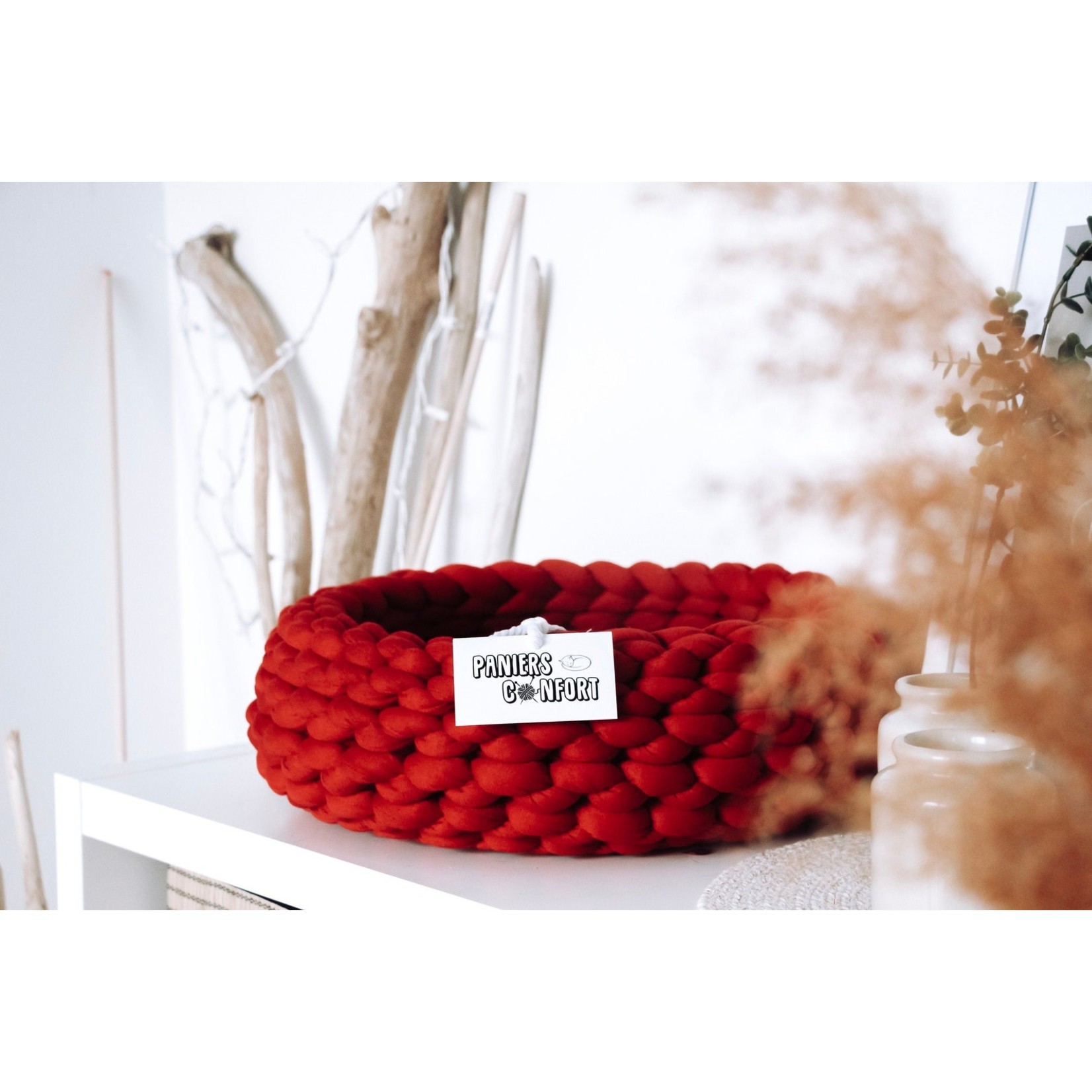 Basket for small dogs or cats | Handmade artisan basket made in Quebec