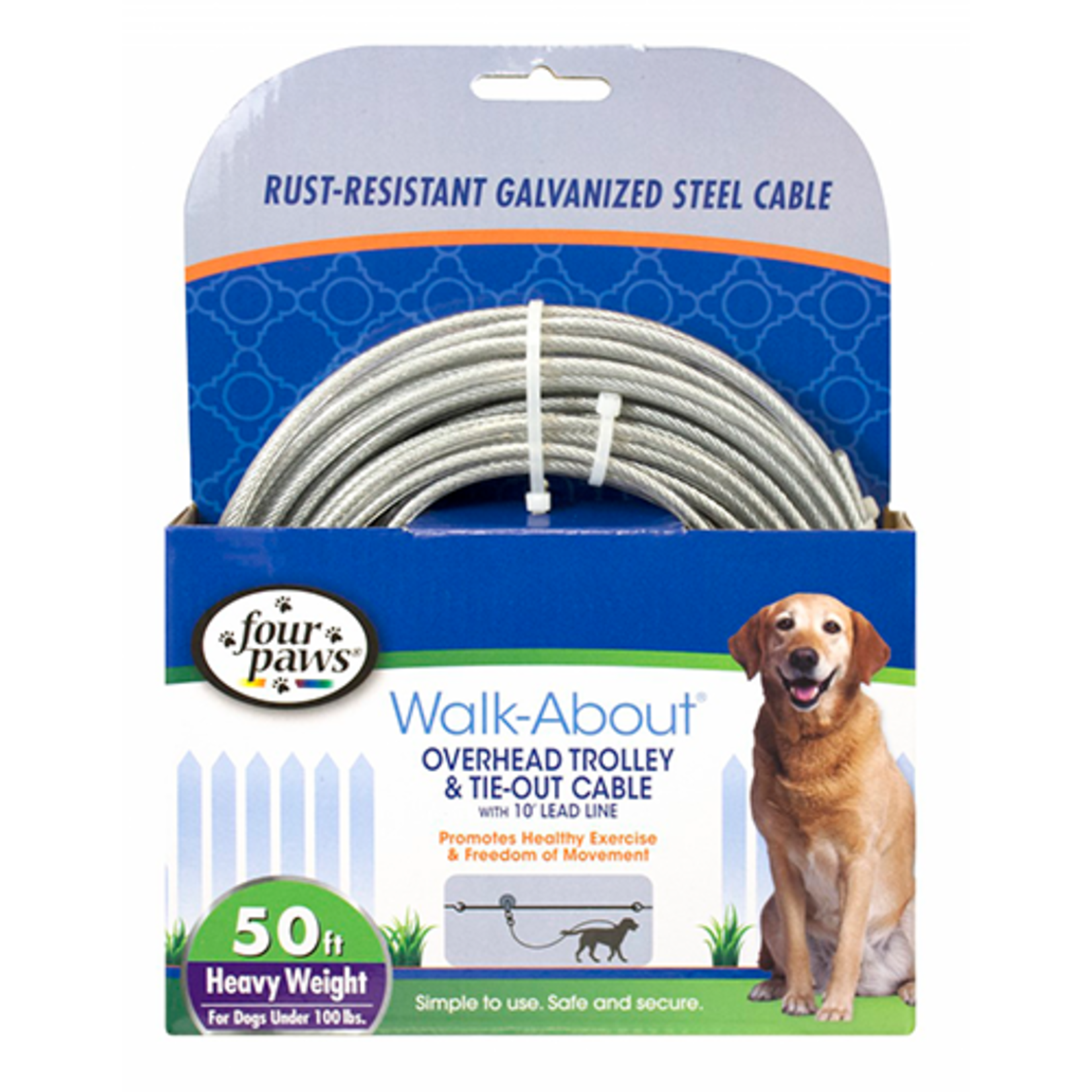 CABLE GALVANISÉ AVEC POULIE INTÉGRÉE POUR CHIEN