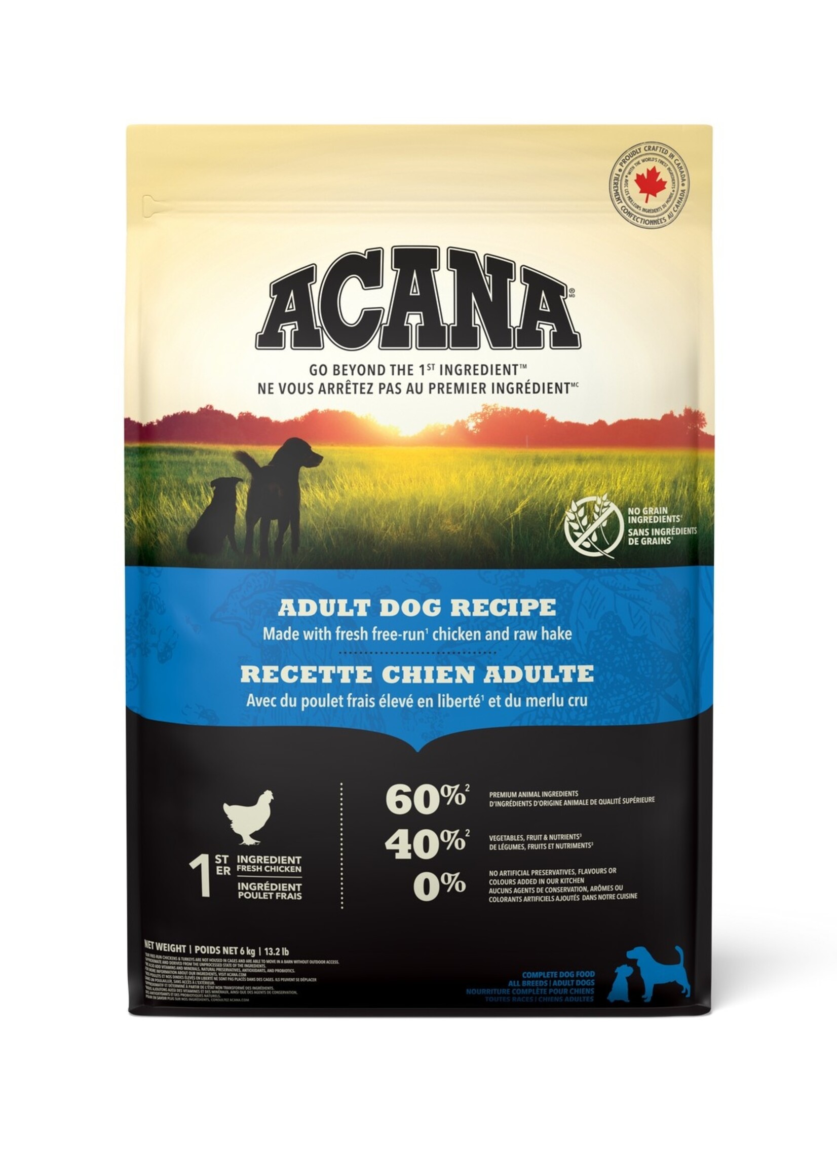 ACANA Recette de poulet et de merlu crus pour chiens adultes